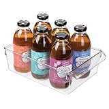 iDesign Linus Plastic Fridge and Freezer Storage Organizer Bin with Handle, Clear Container for Food, Drinks, Produce Organization, 8" x 11.5" x 3.5", Clear