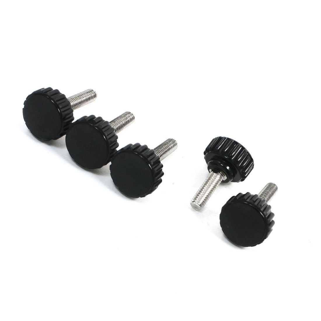 Sourcingmap 5pcs Black Machine M5 x 16 x 20mm Male Thread Knurled Grip Knobs