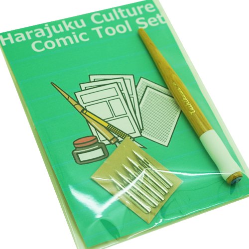 Tachikawa Comic Pen Nib Holder T-36 White Grip & Nikko G Pen 5pcs Set(Harajuku Culture Comic Tool Set)