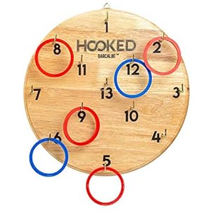 Barcaloo Ring Toss Game – Wall Hanging Hook and Ring Game for Kids and Adults – Includes 13 Metal Hooks and 12 Rubber…