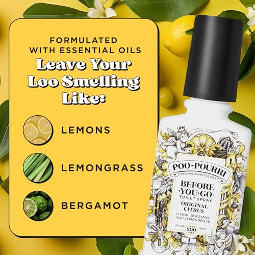 Poo-Pourri Before-You-Go Toilet Spray, Original Citrus, 4 Fl Oz - Lemon, Bergamot and Lemongrass