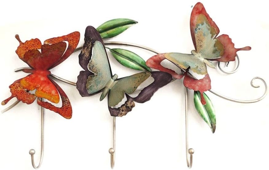 COAT RACK RRH Hooks Coat Hook Big Wall Mounted Floating Coat Hanger Iron Butterfly for Garden Living Room Bedroom Porch Cafe Bar Shop Beauty Salon Reception Space-Saving 55x30cm