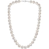 Savlano 8.5-9.5MM Cultured Freshwater Baroque Natural White Pearl Bead Necklace 19-inch, For Women Comes with Gift Box