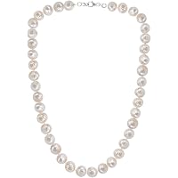 25-Inch Freshwater Akoya Pearl Necklace - 7-8mm White Baroque Pearls, Silver Plated, Handmade 7 thumbnail image