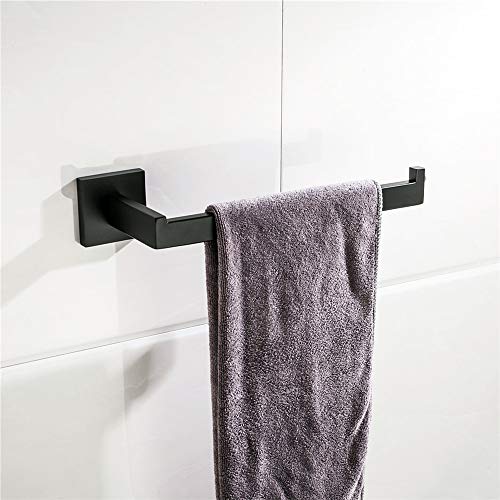 Turs 4-Piece Bathroom Hardware Set Towel Bar Toilet Paper Holder Towel Ring and Towel Hook, Matt Black SUS 304 Stainless Steel Wall Mounted - Thumbnail 3