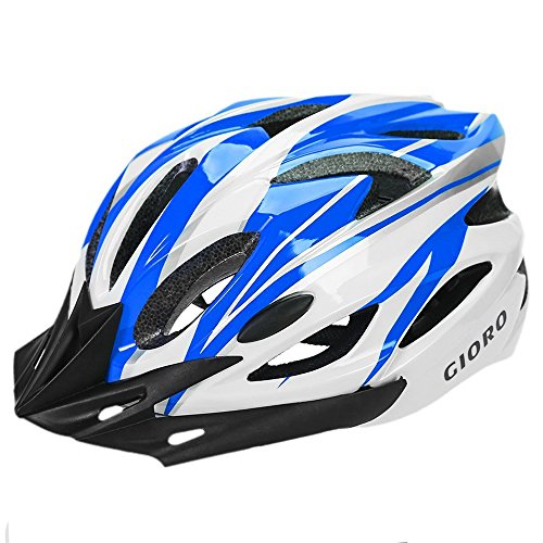GIORO Ultralight Adult Cycling Bike Helmet for Men Women Specialized Road Urban Mountain Bicycle Safety Protection Certified with Removable Visor and Quick Release Adjustable Strap (Blue & White) - Thumbnail 2