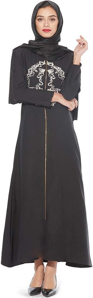 2019 Fashion Muslim Ramadan Women Maxi Dress Lace Embrodiery Arab Kaftan Islamic Cocktail Long Sleeve Elegant Caftan Dress (M)