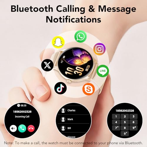 Elegant Women's Smartwatch with Phone Function, 1.39 Inch Full Touch Screen Fitness Tracker, 120+ Sports Modes, IP68 Waterproof Smart Watch with Heart Rate, SpO2, Sleep Monitor for iOS Android, Rose