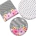 Andaz Press Modern Floral Party Plates and Napkins Set, Bulk 50-Pack, 9-Inch Plates, 7-Inch Plates, 6.5-Inch Lunch Napkins, Flower and Black Stripes Modern Party Tableware Kit, Party Supplies