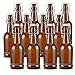 12 pack 16oz Amber Glass Beer Bottle Bottles with Easy Wire Swing Cap & Airtight Rubber Seal. Perfect for Home Brewing Wine.