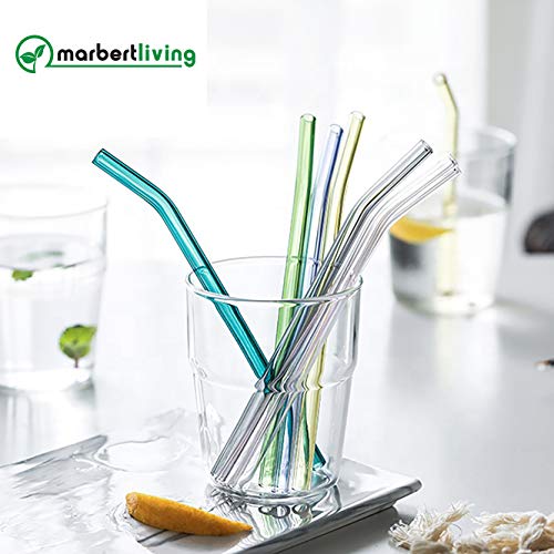 Wiederverwendbare Premium Glas Strohhalme inkl. Reinigungsbürsten und Smoothie Rezepten - 6er Set gebogen, 20cm x 8mm… – Bild 7
