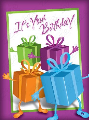 Beautiful Birthday Zazie Oversize Card - Piled Presents (Dancing Presents)