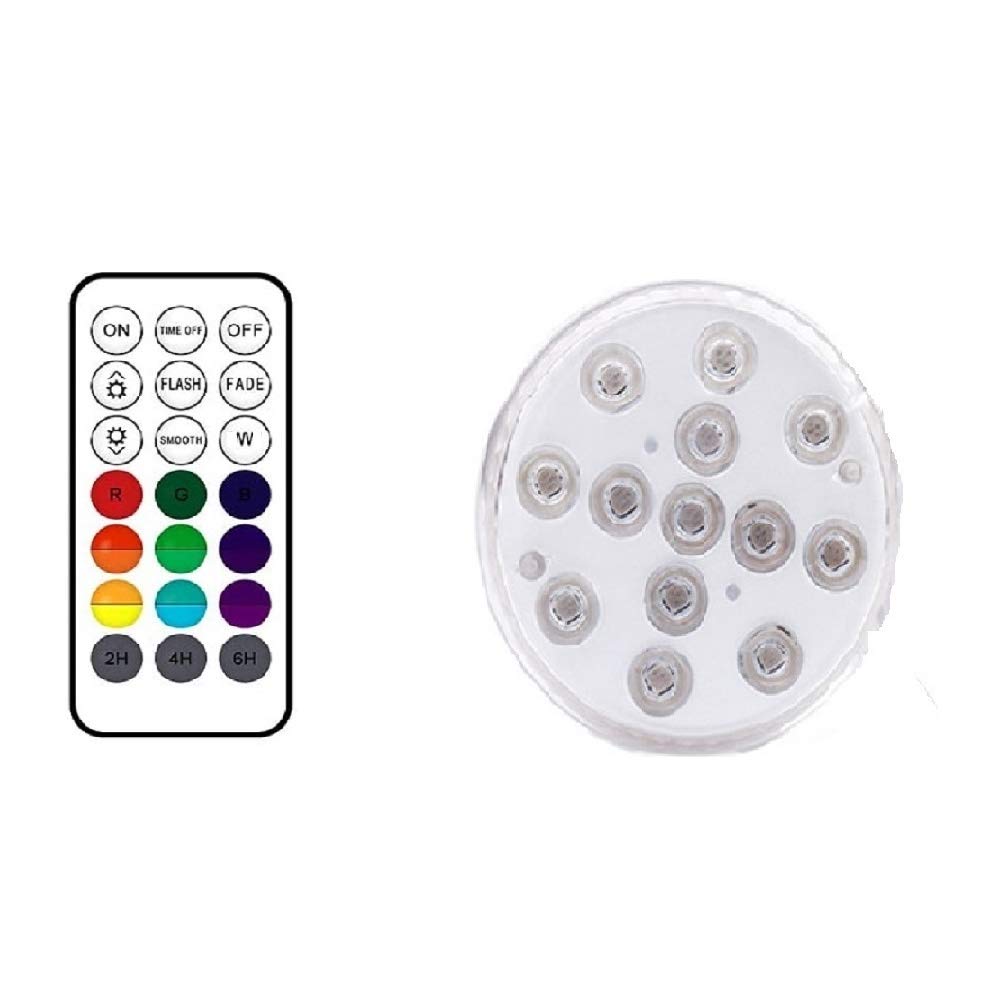 Submersible LED Lights with3 Suction Cups and Magnets,IP68 Waterproof Bathtub Light with RF Remote,13 Color Changing LED Lights for Shower,SPA,Hot Tub,Party,Aquarium Vase,Wedding,Halloween (1 Pack)