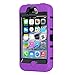 iPhone 4S Case,Apple iPhone 4 4S Case,Shockproof Heavy Duty Combo Hybrid Defender High Impact Body Rugged Hard PC & Silicone Case Protective Cover For Apple iPhone 4 4S (Purple Black)