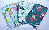 1 Ply Printed Flannel 8x8 Inches Little Wipes Set of 5 Mermaids and Friends
