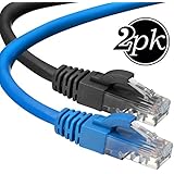 CAT 6 Ethernet Cable (25 Feet) LAN, UTP (7.6 Meters) CAT6, RJ45, Network, Patch, Internet Cable - 2 Pack (25 ft)