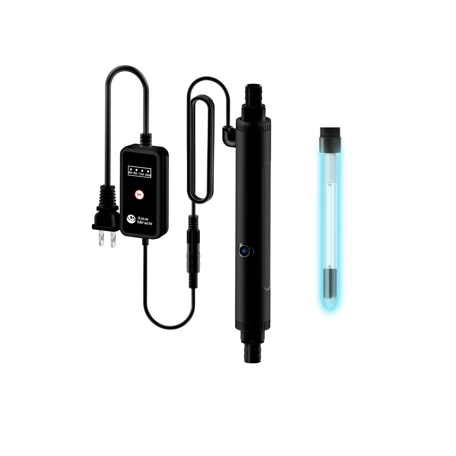Photo 1 of AquarMiracle U - VC Light for Aquarium with Timer, Amphibian in-Line & in-Tank U - V Green Bloom Clean Light, for Aquariums 20-40 Gallons(6W)
