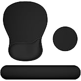 Ospelelf Keyboard Wrist Rest Set with Ergonomic Mouse Pad - 3-in-1 Memory Foam Support for Pain Relief, Office & Gaming with Coaster Black