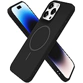 oakxco for iPhone 14 Pro Case Silicone Mag Safe, Magnetic Slim Thin Phone Case Compatible with Magsafe Wireless Charging, Cute Girly Aesthetic Soft Rubber Gel Safecase for Women Girls, Black
