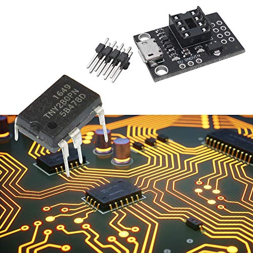 Comidox 2Pcs Pluggable Micro USB Development Board for ATtiny13A/ATtiny25/ATtiny45/ATtiny85 Programming Editor (Includes 2Pcs TNY280PN DIP-7 IC CHIP)