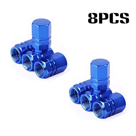 Grandview Autoreifen Ventilkappe (8-Pack) Blau, Universalschaftabdeckungen für PKW, SUVs, Fahrrad und Fahrrad, LKW, Motorräde