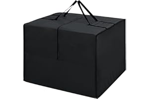 AURRAGIY Outdoor Cushion Storage Bag Square Cushion Storage Bags Water Resistant All Weather Protection with Zipper and Handle Garden Furniture Cushion Carrying Bags-81x81x61cm/32"L x 32" W x 24" H (Black)