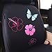 CAR PASS Universal Fabric Car Seat Covers, Print Pink Flower and Butterfly Seat Covers Full Set with Airbag Compatible, Fit Sedans,Cars,Vans,Suitable for Women & Girly (Black and Pink)