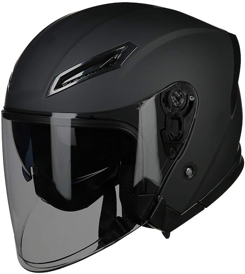 Motorradhelm 3/4 Mit Sonnenschutz - Doppelspiegel & Atmungsaktiv - Universalhelm Für Damen/Herren