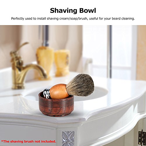 Anself Wooden Shaving Brush Bowl Shave Mug Cream Soap Cup Face Cleaning Soap Bowl - Thumbnail 3