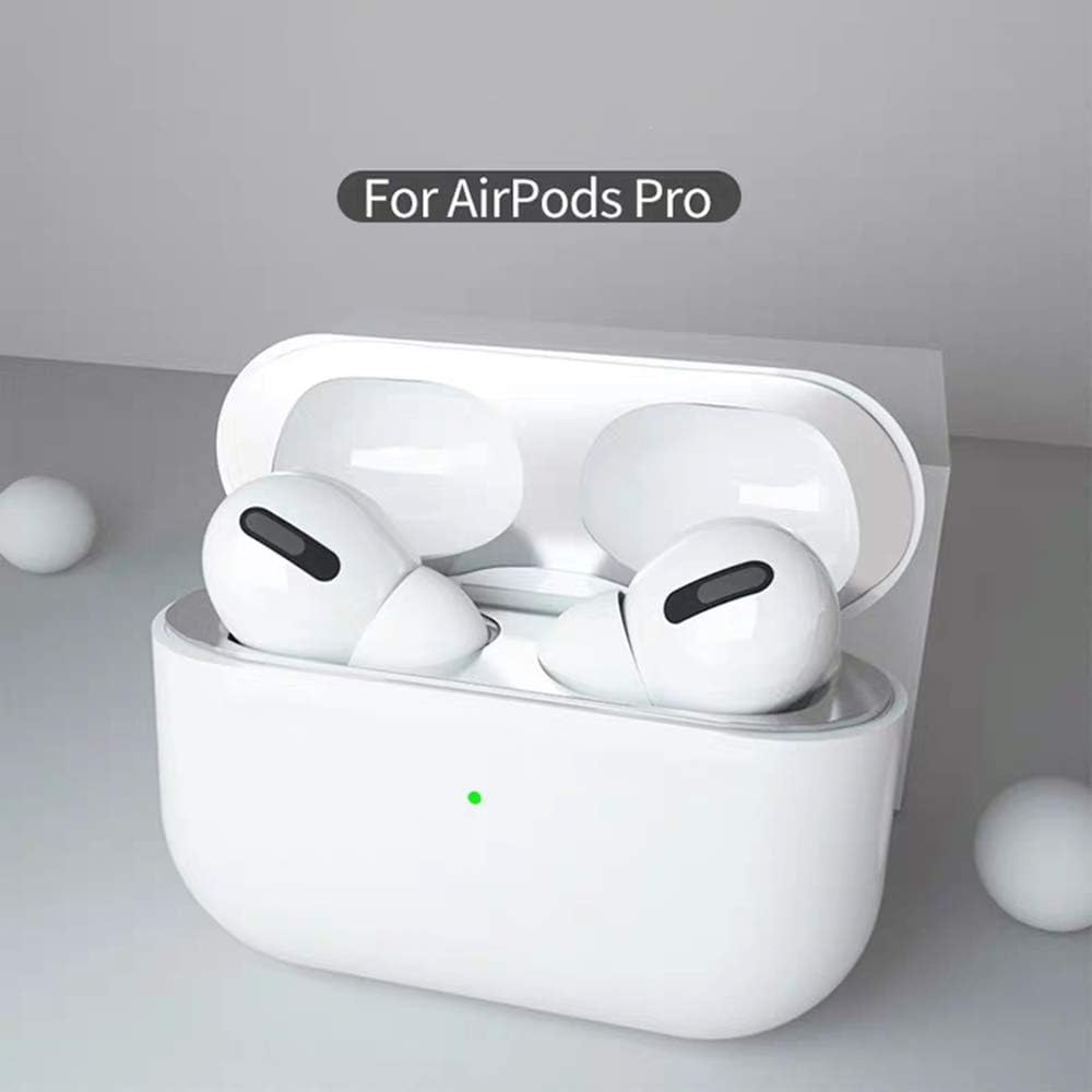 MAHO Bluetooth Headset Dust Sticker for Apple AirPods Pro, Ultra Thin Anti-Scratches Dust Proof Film Metal Adhesive Guard Cover Sticker Protector for Airpods 3 Charging Case(Silver)