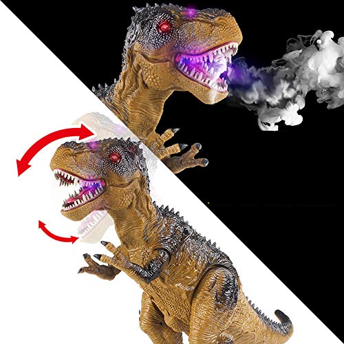 Sikye Electronic Dinosaur Robot Toy, Multi-Functional Walking Dinosaur Battery Powered Toy for Kids Sprays, Flashing,Live Sound, Remote Control (A)