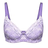 Ekouaer Women's Beauty Lace Sheer Minimizer Full Figure Underwire Bra