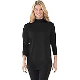 Woman Within Plus Size Perfect Long-Sleeve Mockneck Tee (Petite Available)
