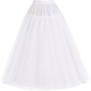 iHUFeather A-line Hoopless Tulle Petticoat Crinoline Underskirt Slips 4&8 Layers for Bridal Wedding Dresses
