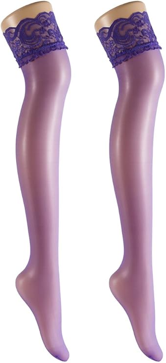 Linjinx Damen Strapsstrümpfe - Glänzend Ölig Look Mit Strumpfhalter