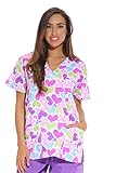 Just Love Women's Scrub Tops / Scrubs - Medium - White Ribbon Heart