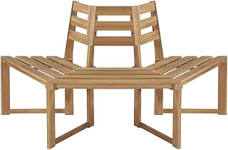 vidaXL Massivholz Baumbank Gartenbank Holzbank Halb-Hexagonal 160 cm Akazienholz