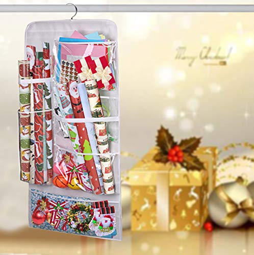 KIMBORA Wrapping Paper Storage Gift Wrap Organizer Hanging Closet Dual-Sided Organization for Holiday Accessories, Gift Bags,Ribbon and Bows - Thumbnail 5