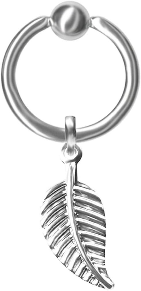 Dangle Leaf Captive Bead Ring-16g-5/8 inch-16mm-Ear Piercing Hoop Body Jewelry
