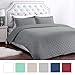 Duvet Cover Set with Zipper Closure-Grey Diamond Pattern, Twin (66