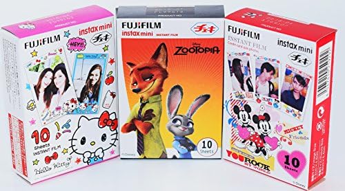 Hello Kitty 2016 ,Disney Mickey and Zootopia TW instax mini films for Fuji instant mini cameras set of 3 packs x 30 photos