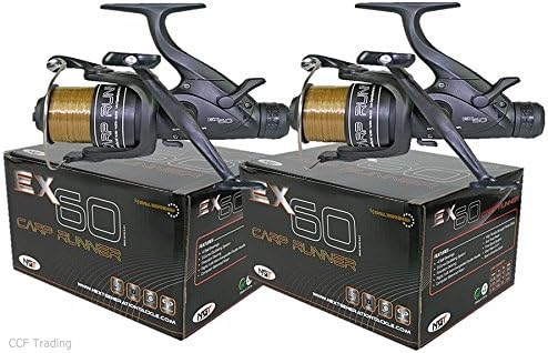 NGT EX60 Carp Pike Coarse Fishing Reels Baitrunner Reel Loaded With 10LB Line Twin Handle Reels, Outstanding Balance And Quality