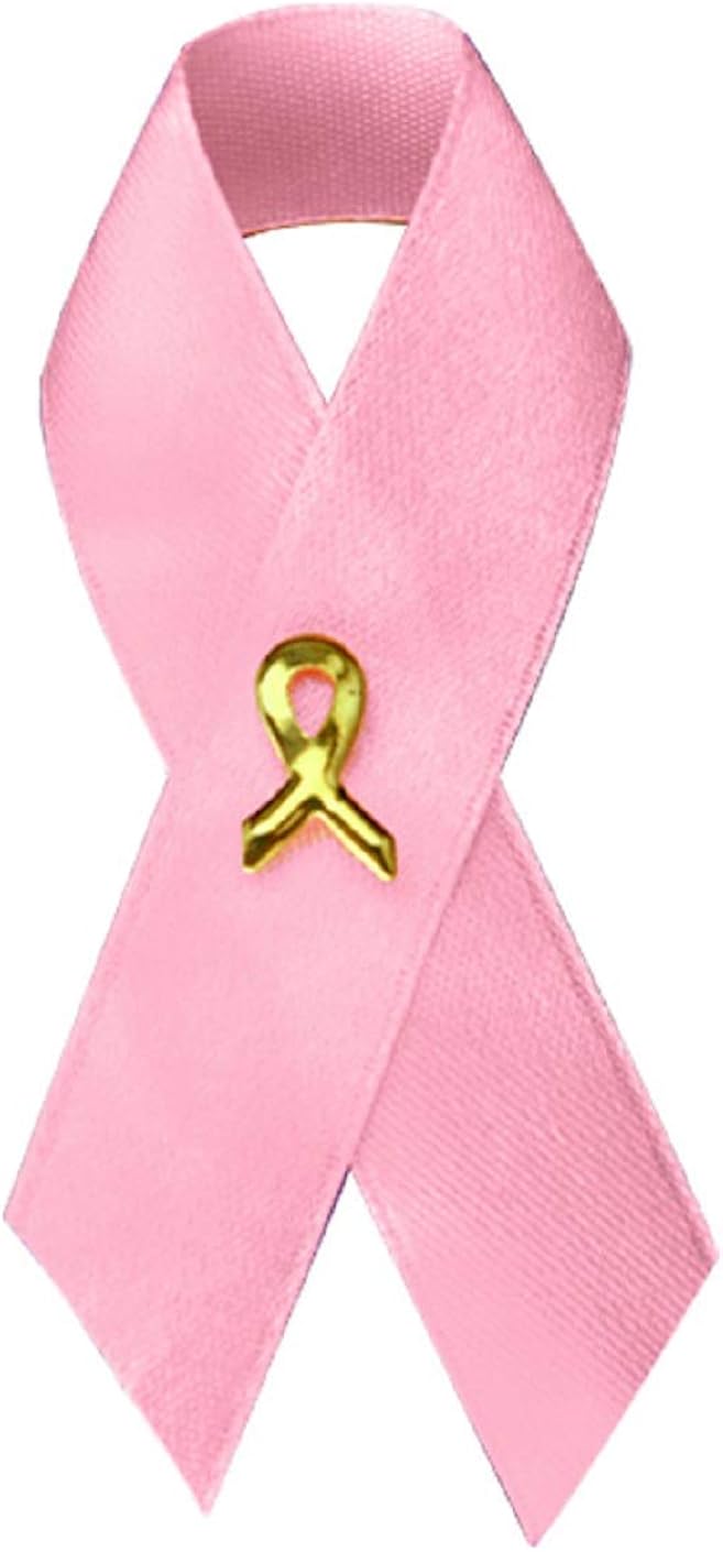 Fundraising For A Cause 100 Pack Pink Satin Ribbon Awareness Pins (100 Pins in a Bag): Jewelry