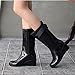 getmorebeauty Women's Belt Mid Calf Rubber Waterproof Wedges Black Rain Boots