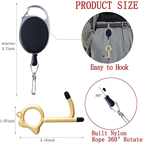 Bola Rung 3Pcs Contactless Door Opener Tool With 3 Retractable Buckles No Touch Door Opening Key Door Handle Opener Keychain Hygiene Door Opener