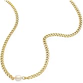 Aleasha Freshwater Pearl Necklace Gold Plated Choker Cultured Small White Pearl Layered Chain Necklace Stainless Steel Jewelry Gifts