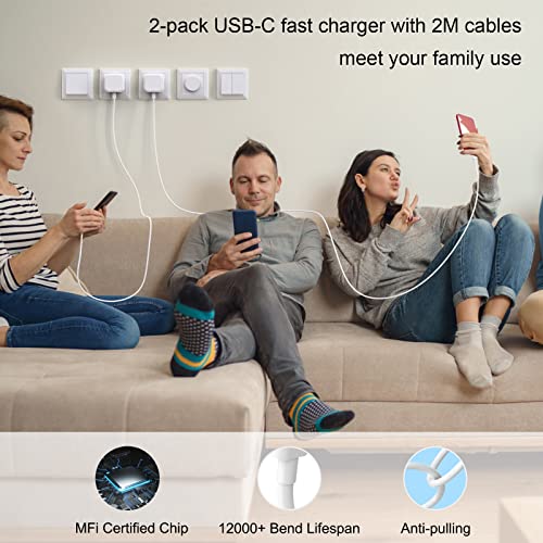 iPhone USB C Fast Charger Plug and Cable [MFi Certified] 2Pack 20W USB C Charger Plug Power Adapter with 6FT Cable for iPhone 14/13/12/11 Pro/Pro Max/XS Max/XS/XR/X/SE/8