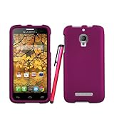 [ManiaGear] Alcatel OneTouch Fierce 7024W Purple Rubberized Hard Case Shell + Screen Protector & Stylus Pen