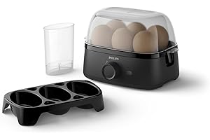 PHILIPS Egg Cooker 3000 Series, Family Size up to 6 Eggs (Soft, Medium, Hard, Poached), Easy to Clean, Accessory Poach Tray &