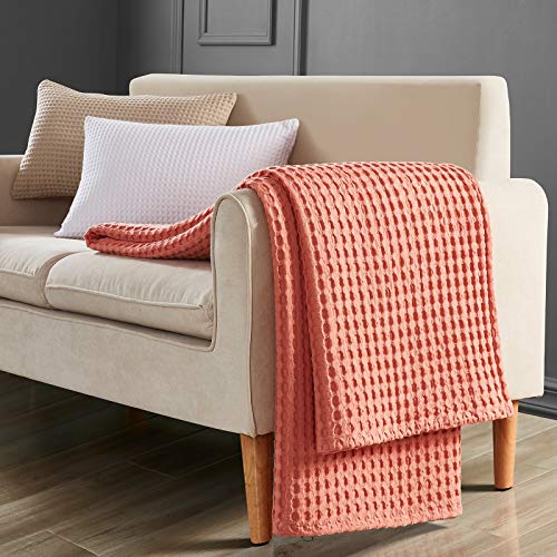 PHF 100 Cotton Waffle Weave Blanket Queen Size Luxury Decorative Soft Breathable Skin
